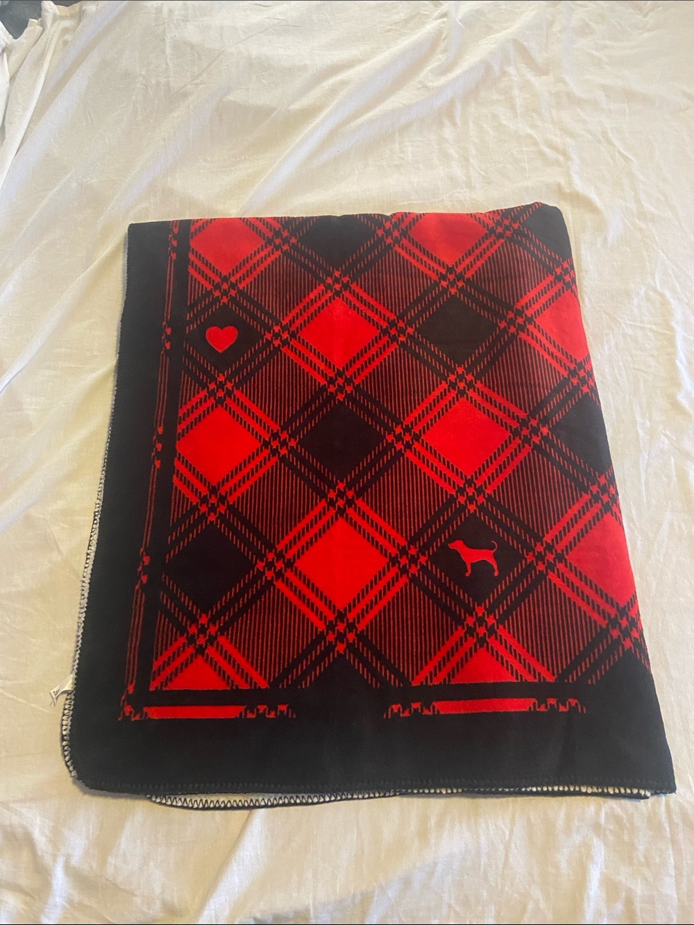 PINK Victoria's Secret Red and Black Plaid Throw Blanket